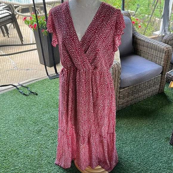 BTFBM | Dresses | Btfbm Red Cheetah Print Flowy Maxi Dress | Poshmark